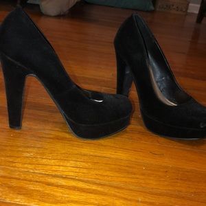 Black suede platform heels size 9
